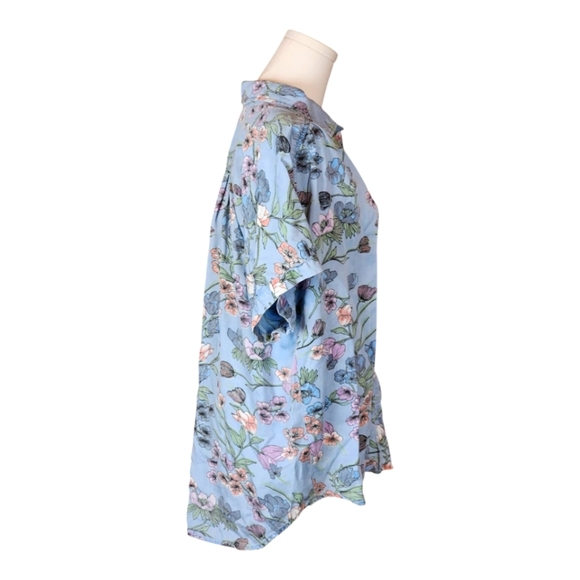 Intro 100% Lyocell Floral Button-Down Shirt Boho Cottagecore Soft Large - Picture 3 of 7